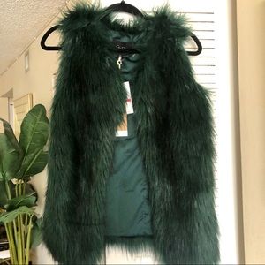 Faux Fur Holiday Emerald Green Vest